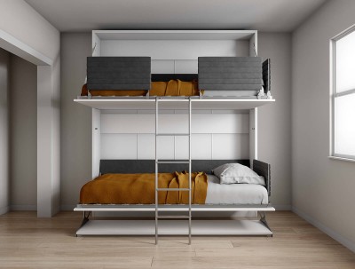 Pensiero Twin Wall Bunk Bed with Desk